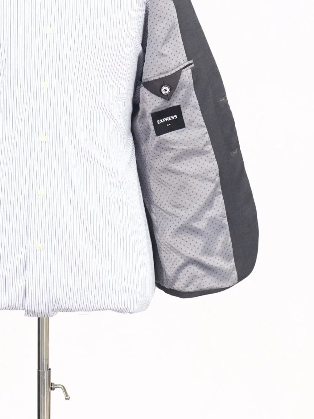 Express 36S Gray Blazer Sport Coat Jacket 2-Button Solid W867